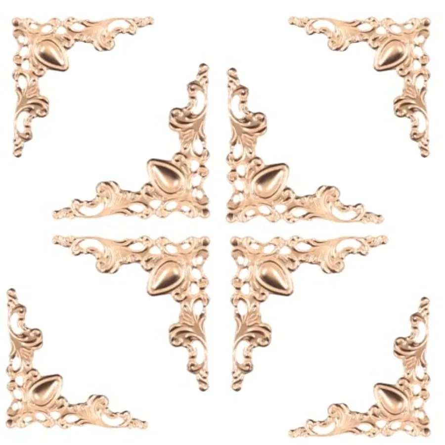 

Набор из 50 штук: Защитные уголки для коробок из чистой меди, цвет розовое золото, винтажные, для скрапбукинга, декора альбомов, для стола, украшения