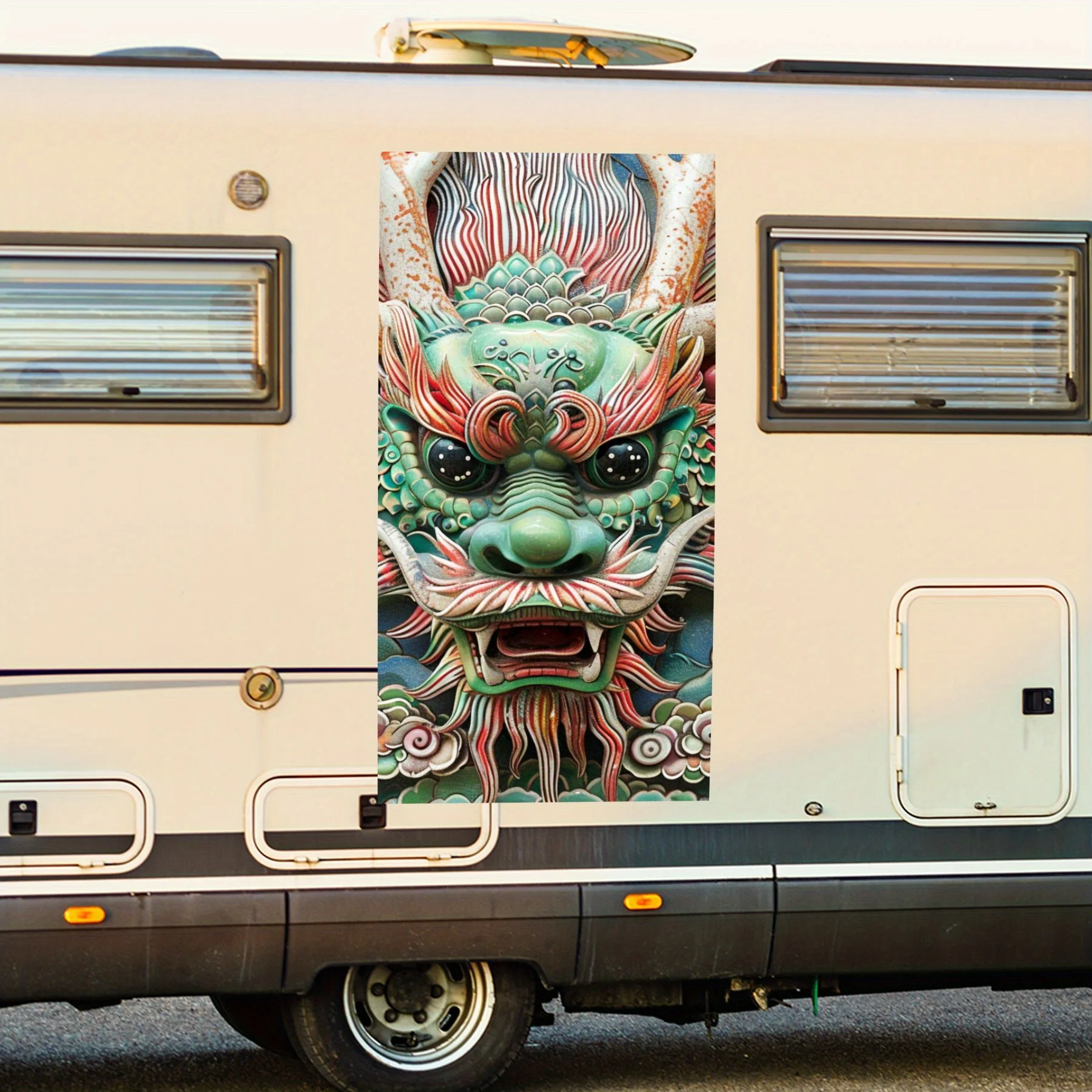 

Потрясающая наклейка с драконом! Добавьте эпику, культурное прикосновение к своему экстерьму автофургону. Виниловая наклейка для двери автомобиля на колесах, водонепроницаемая самоклеящаяся