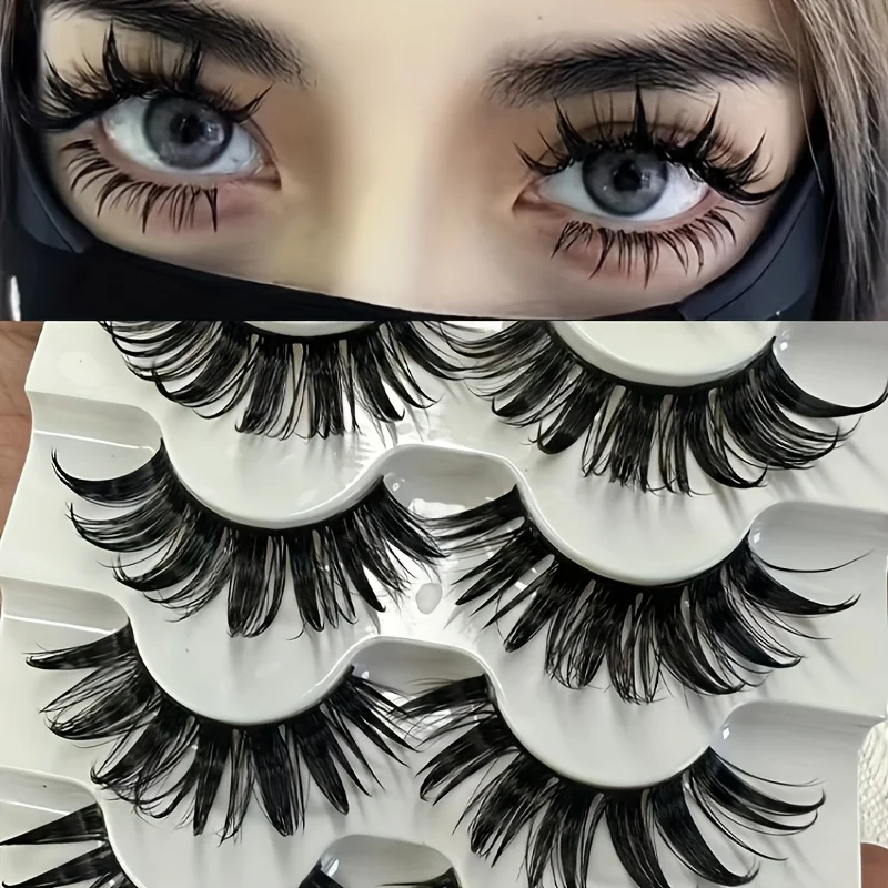 5 pairs of manga eyelashes, Japanese role-playing, spiky eyelashes, 16MM thick artificial mink doll eyelash extension set