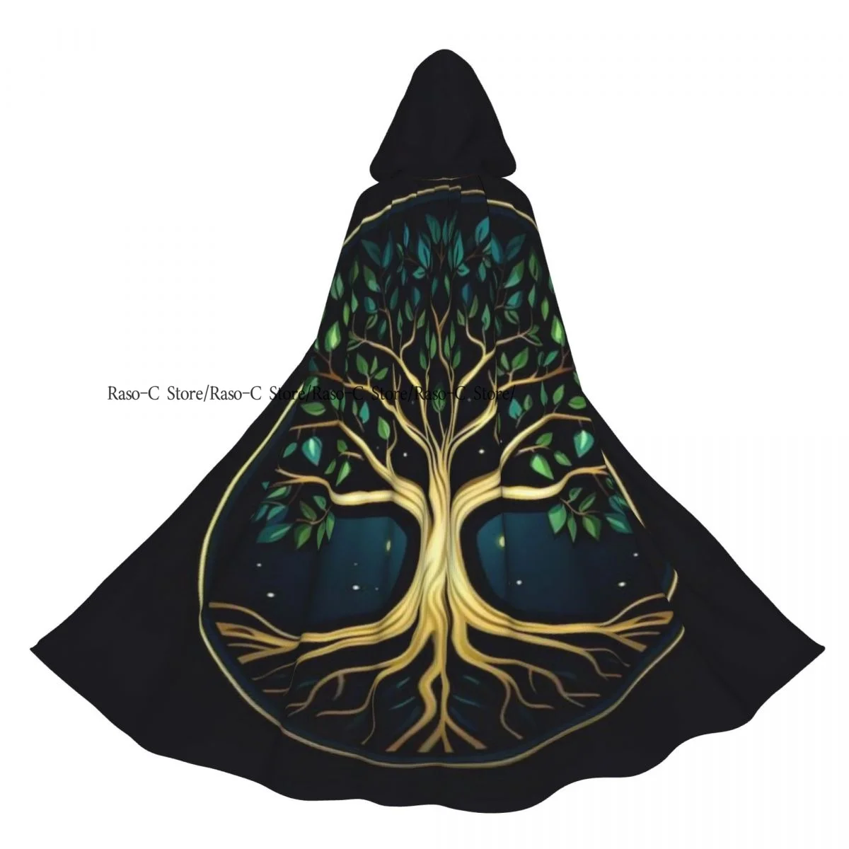 عباءة مقنعين للجنسين مع غطاء محرك السيارة مجردة شجرة الحياة عباءة مصاص دماء الساحرة كيب تأثيري حلي #5