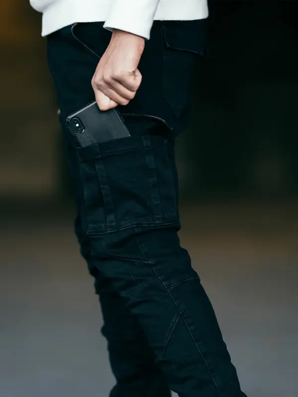 2026Jeans Men Pants Wash Solid Color Multi Pockets Denim Mid Waist Cargo Jeans Plus Size Fahsion Casual Trousers Male Daily Wear - Image 2