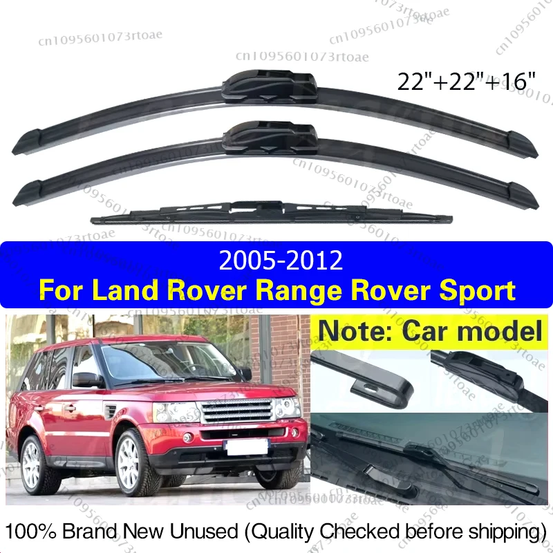 

For Land Rover Range Rover Sport 2005 - 2012 Car Front Rear Wiper Blades Soft Rubber Windscreen Wipers Auto Windshield 22"22"16"