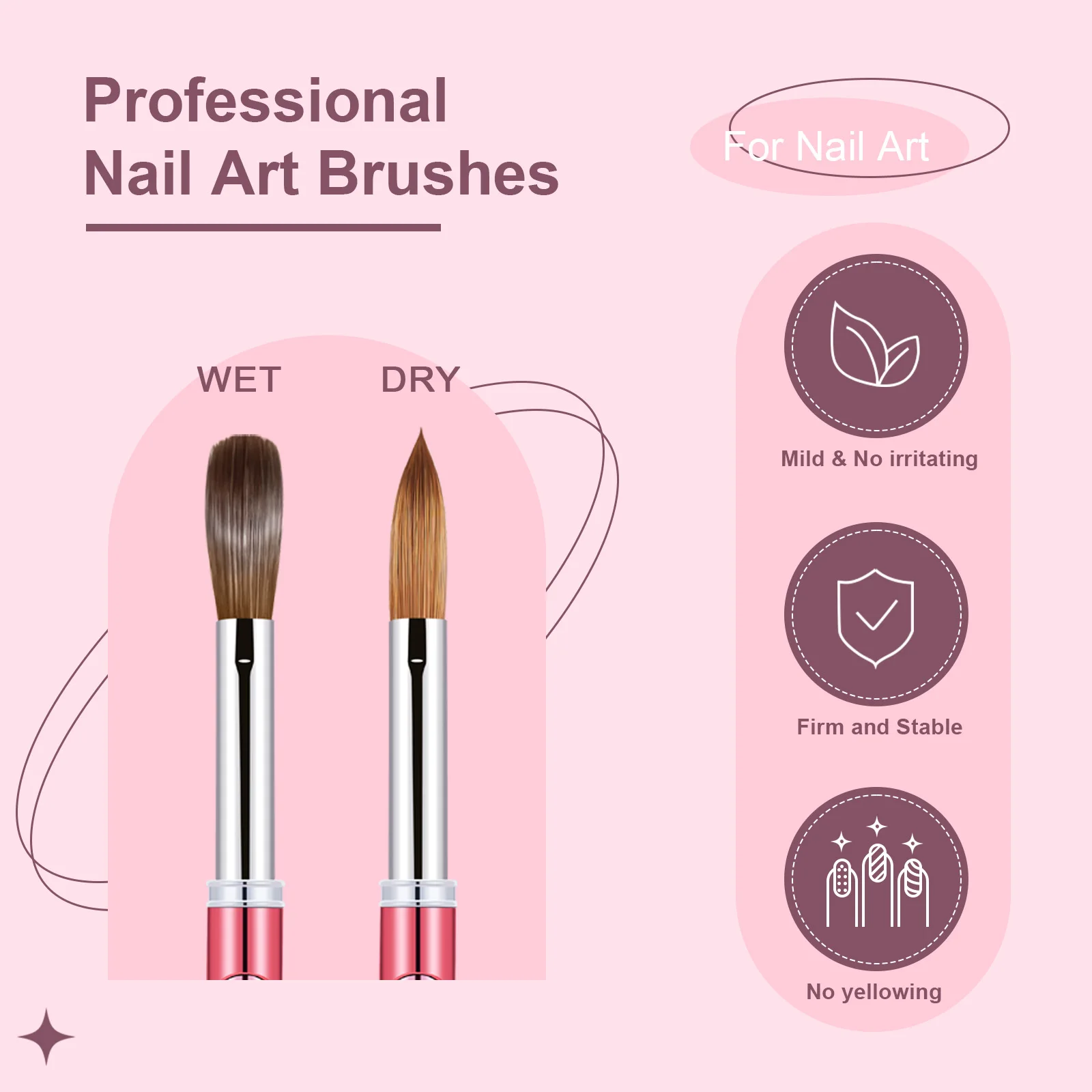 كولينسكي السمور الاكريليك فرشاة مجعد الأشعة فوق البنفسجية هلام نحت القلم السائل مسحوق DIY بها بنفسك مانيكير مسمار الرسم الساخن الوردي فرش فنية أدوات #6