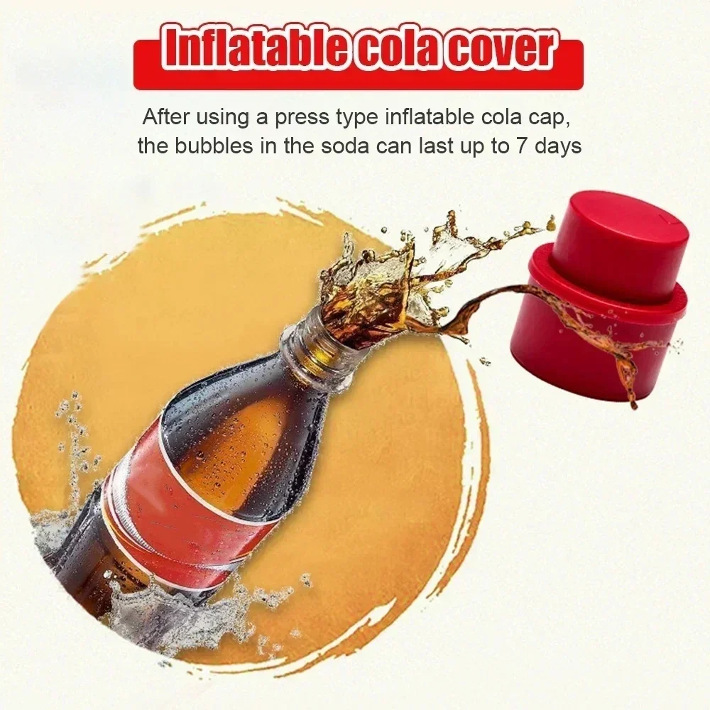 1/3Pcs Bottle Stopper Inflatable Airtight Soda Cap Frizzy Drink Sealer Caps Reusable Carbonated Beverage Bottle Stopper Cover