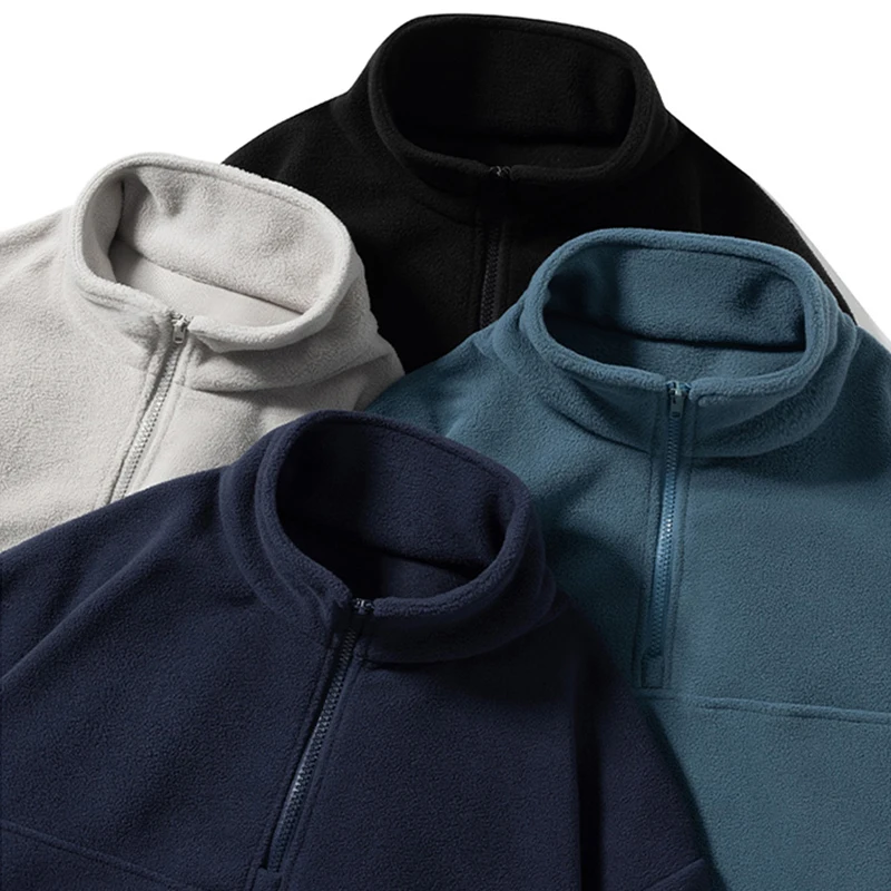 2025 New Style Stand Collar Sweater Half Zipper Pullover Long Sleeve Polar Fleece Men's Autumn And Winter Thick Base Warm