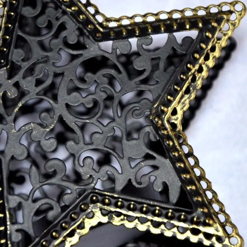 Candeladores estrellas metal decorativos con diseños huecos Candelas hierro para hogar