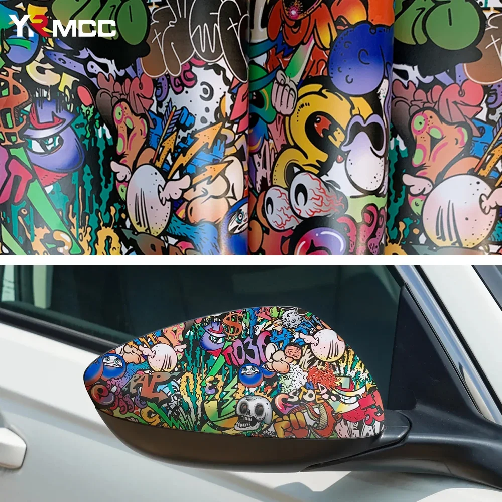 รถภาพวาด Graffiti ฟิล์มการ์ตูนสีเปลี่ยนภาพยนตร์สเก็ตบอร์ด Camouflage Decor สติกเกอร์ PVC สําหรับ Auto จักรยานฟอยล์กันน้ํา