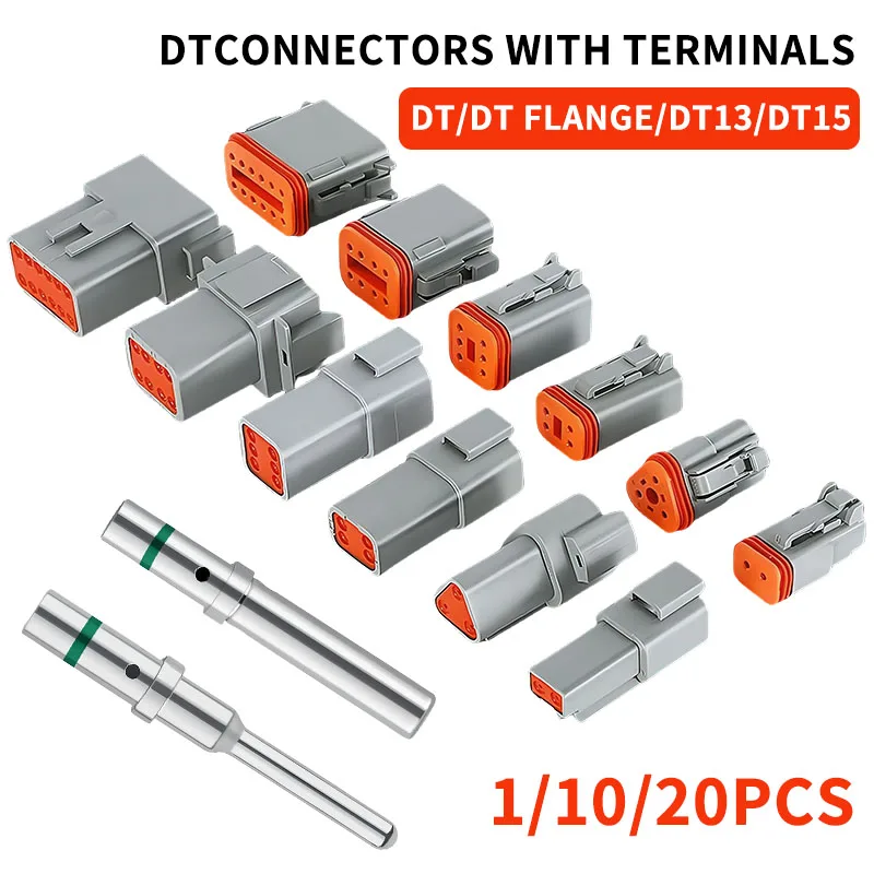 1/10/20 Sets DEUTSCH Connector DT/DT Flange deutch connector male DT06-2S waterproof connector DT04-2P female plug