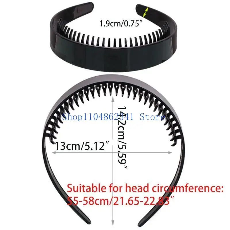 5asd Black Plain Hairband Toothed NonSlip Hairband Teeth Grip Headbands