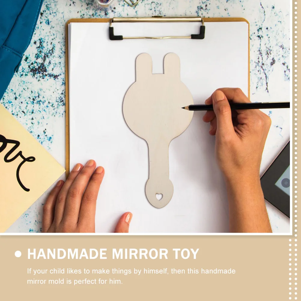 

12pcs Diy Wood Blank Unpainted Handheld Kids Creative Makeup Mirror Craft Supplies Wooden Small Mirrors Kids Diy Mirror Molds
