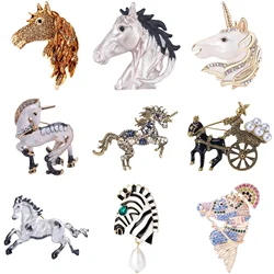 Rhinestone Unicorn Brooches for Women Unisex Design Horse Pins Office Party Friend Gifts Jewelry Accessories