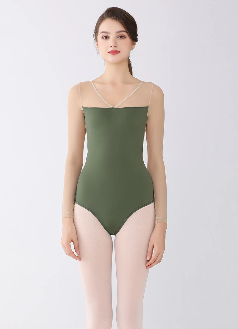 Ballet Dance Leotard Adult Green Color Daily Practice Team Gymnastics Dancing Bodysuit Women High Quality Ballet Leotard