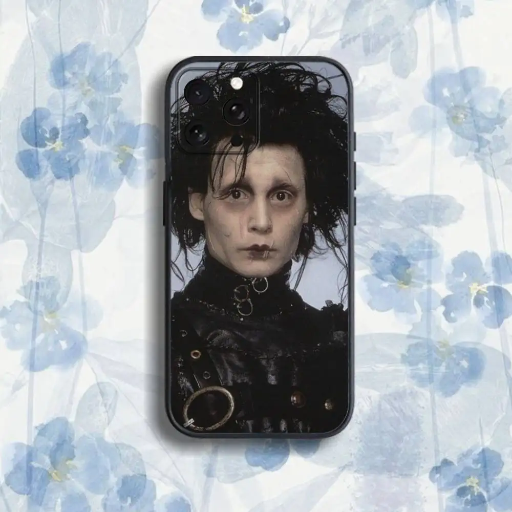 Чехол для телефона E-Edward S-Scissorhands для iPhone 17,16,15,14,13,12,Pro,Max,Plus,E,SE4,Air,Mini Black Soft Box