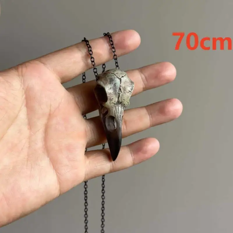 3D Raven Skull Necklace Resin Magpie Crow Poe Gothic Gift Halloween Goth Bird Skull Jewelry