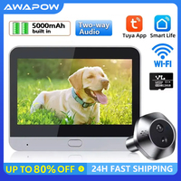 Awapow 4.3inch Tuya Doorbell Camera Wifi Peephole Door View PIR Motion Detection Two Way Audio Smart Digital Door  видеоглазок