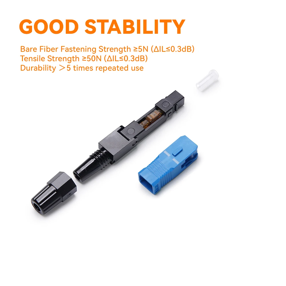 FCST 10Pcs FTTH SC UPC Single Mode Fiber Optic Quick Connector FTTH Fiber Optic Fast Connector SC Fiber Field Assembly