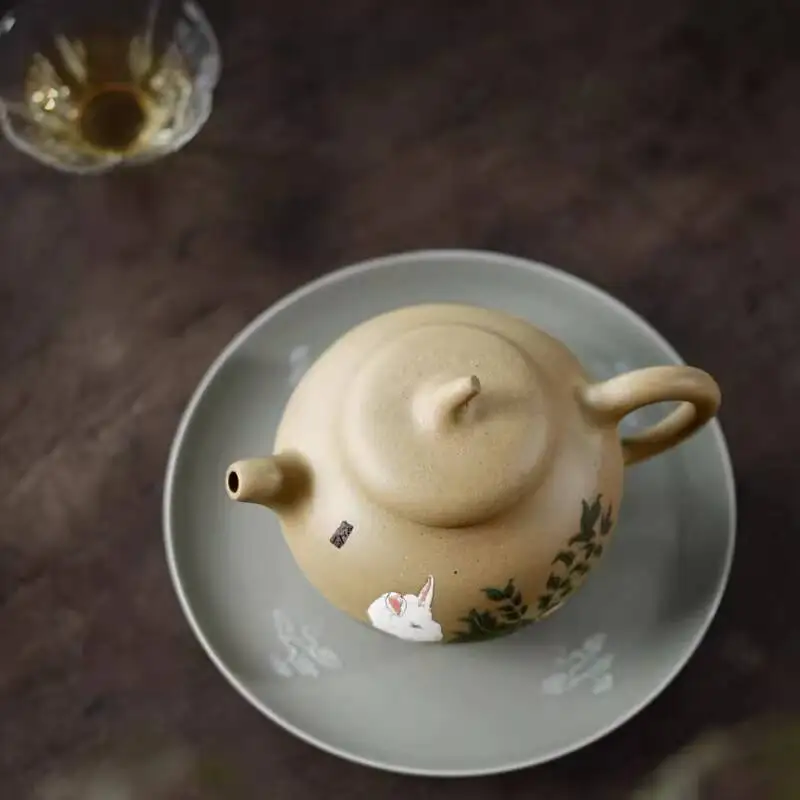 [Clearance Sale]Yixing Zisha By Pan Ye, Handmade Tea Pot, Clay Pot For Brewing Tea, Duan Ni Clay, Painted Design, 220Cc