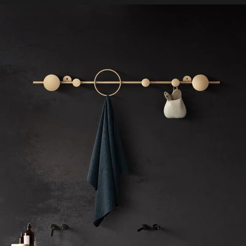 Simple Gold Clothes Hanger with Solid Weight Bearing Creative round Rack Wall Key Holder Stylish Storage Modern Hanging Solution