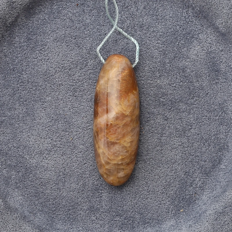 

Polished Sunstone Elongated Oval Pendant Golden-Brown Layered Shimmer Gemstone Jewelry Component for Crafting 41x15x9mm-8.5g