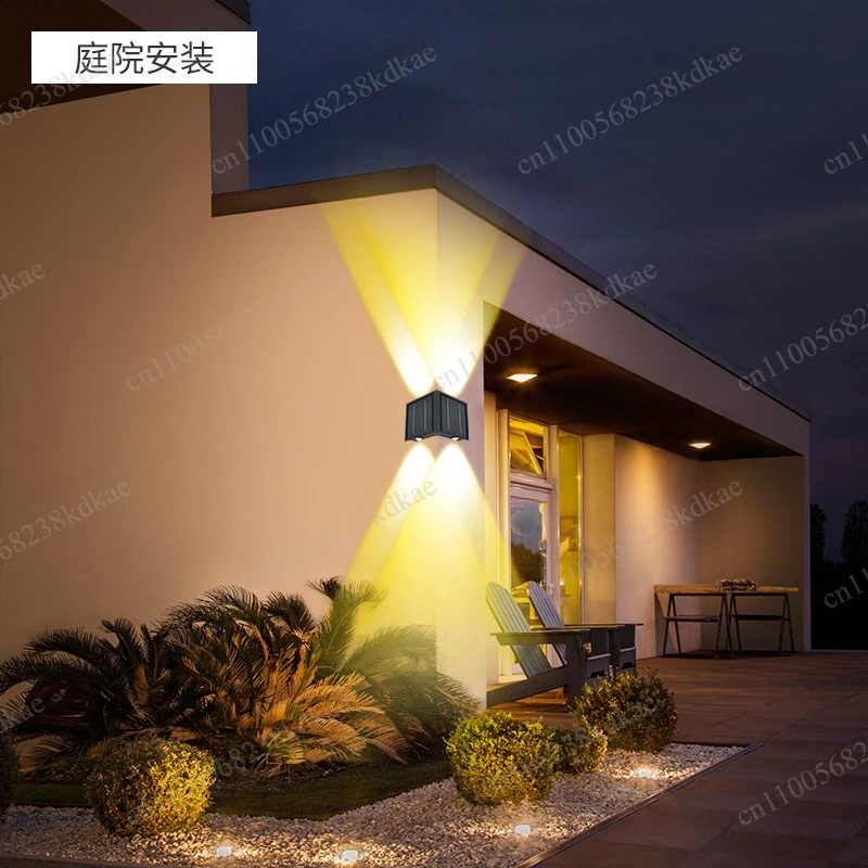 Solar Powered L Type Wall Lamp, Courtyard Villa Outdoor Corner Ambient Lighting