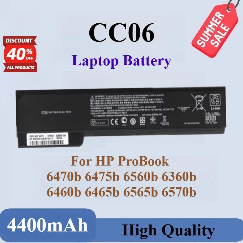 High Quality  Brand New CC06 Laptop Battery 10.8V 4400mAh For HP ProBook 6470b 6475b 6560b 6360b 6460b 6465b 6565b 6570b