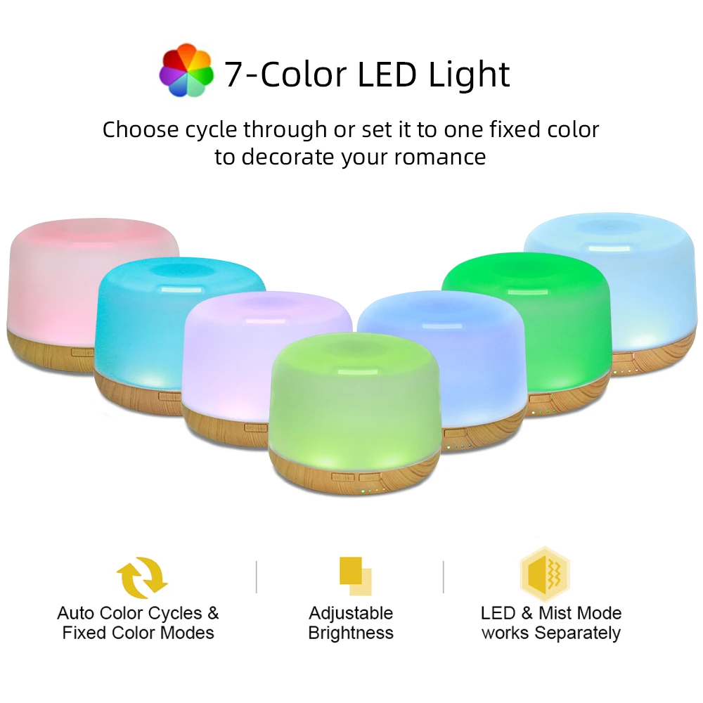 500ml Remote-Control Aroma Diffuser – One-Touch Mood Lift for Home, Office & Yoga, 7-Color Ambient Light, Auto-Off Timer
