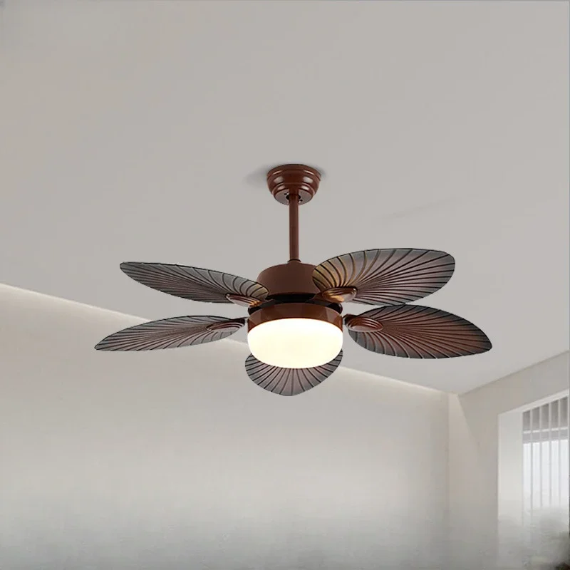 Nordic retro restaurant fan light Japanese banana leaf industrial ceiling fan household living room ceiling fan with light