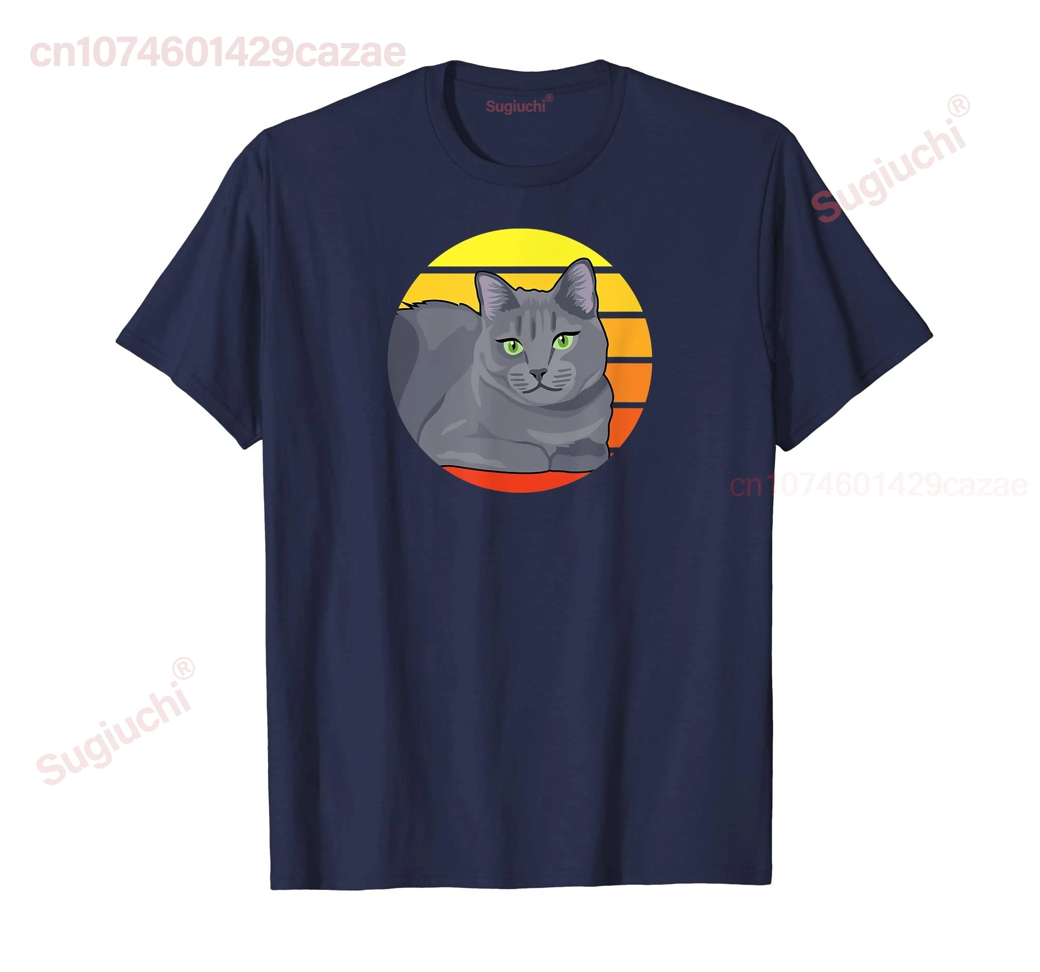 

100% Cotton Russian Blue Cat Lover Gift T-Shirt MEN WOMEN UNISEX T Shirts Size S-6XL