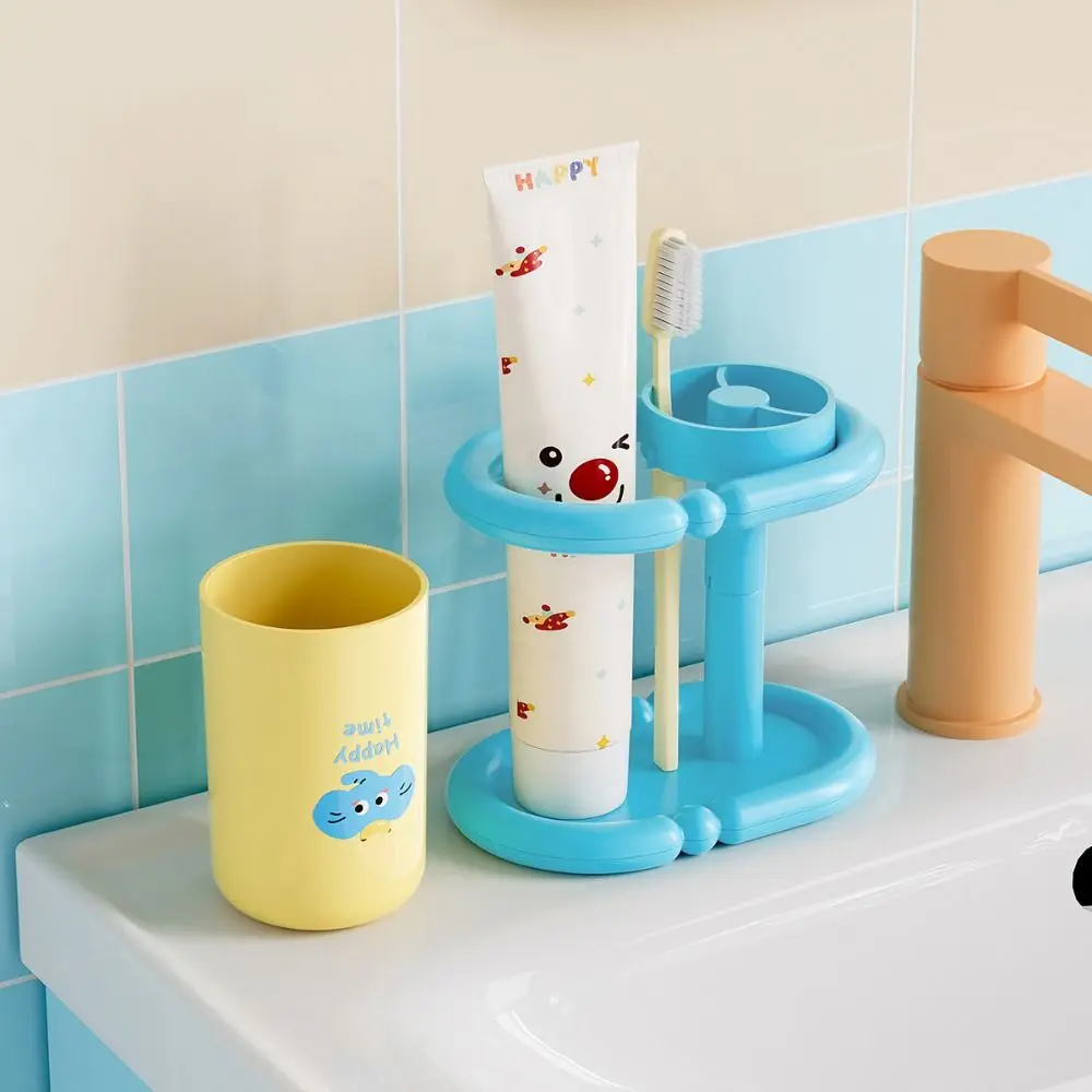 Dopamine Toothpaste and Toothbrush Holder Storage with Cup/Cover Toothbrush Holder Dust-proof Drainable Tooth Brush Stand