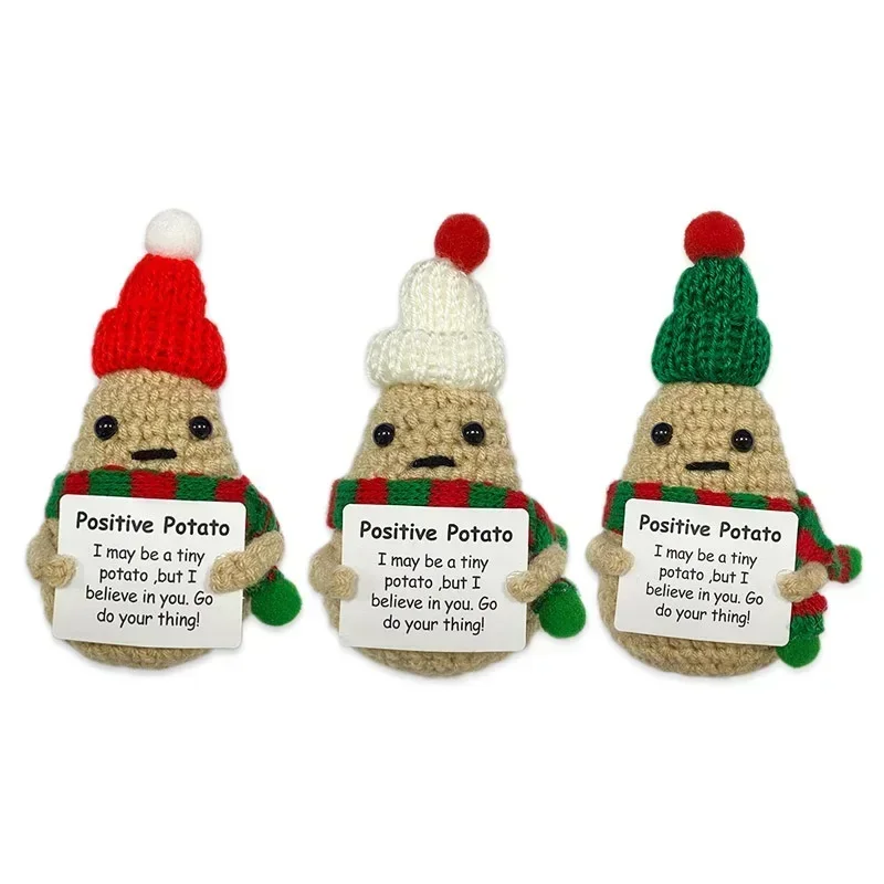 Handmade Emotional Support Pickled Potato  Birthday Gift for Women Men, Cute Crochet Christmas Pickle Knitting Doll Ornaments