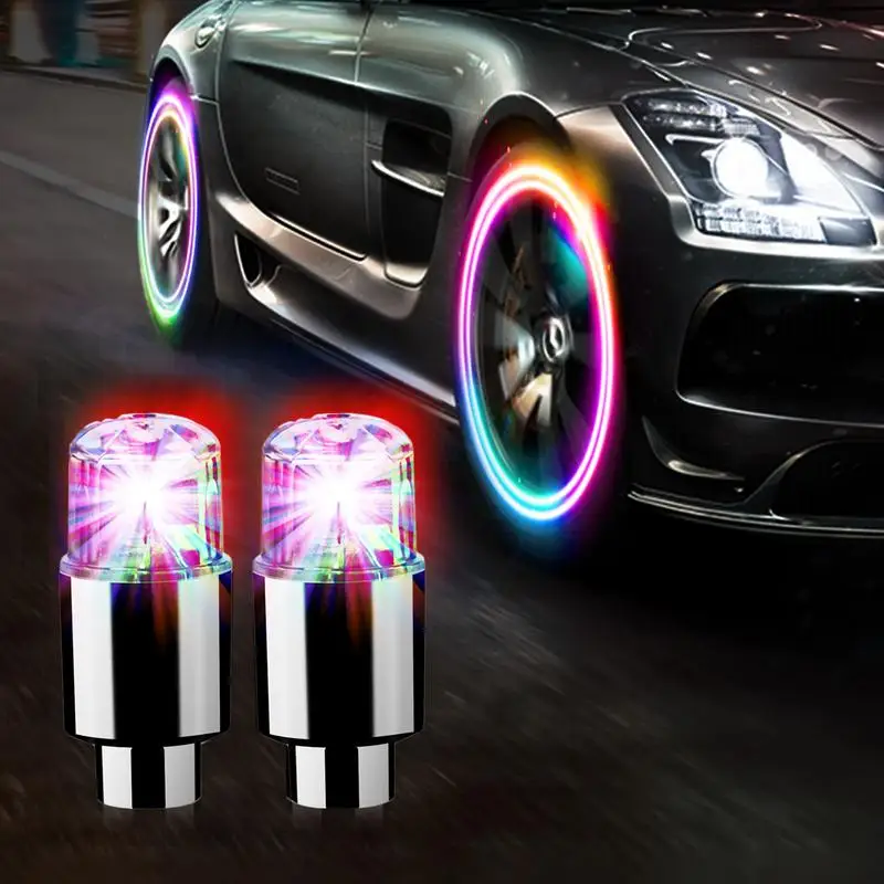 4Pcs Colorful LED Wheel Valve Lights Motorcycle Car Wheel Tire Valve Caps Universal Dustproof Bicycle Valve Cover Motorcycles