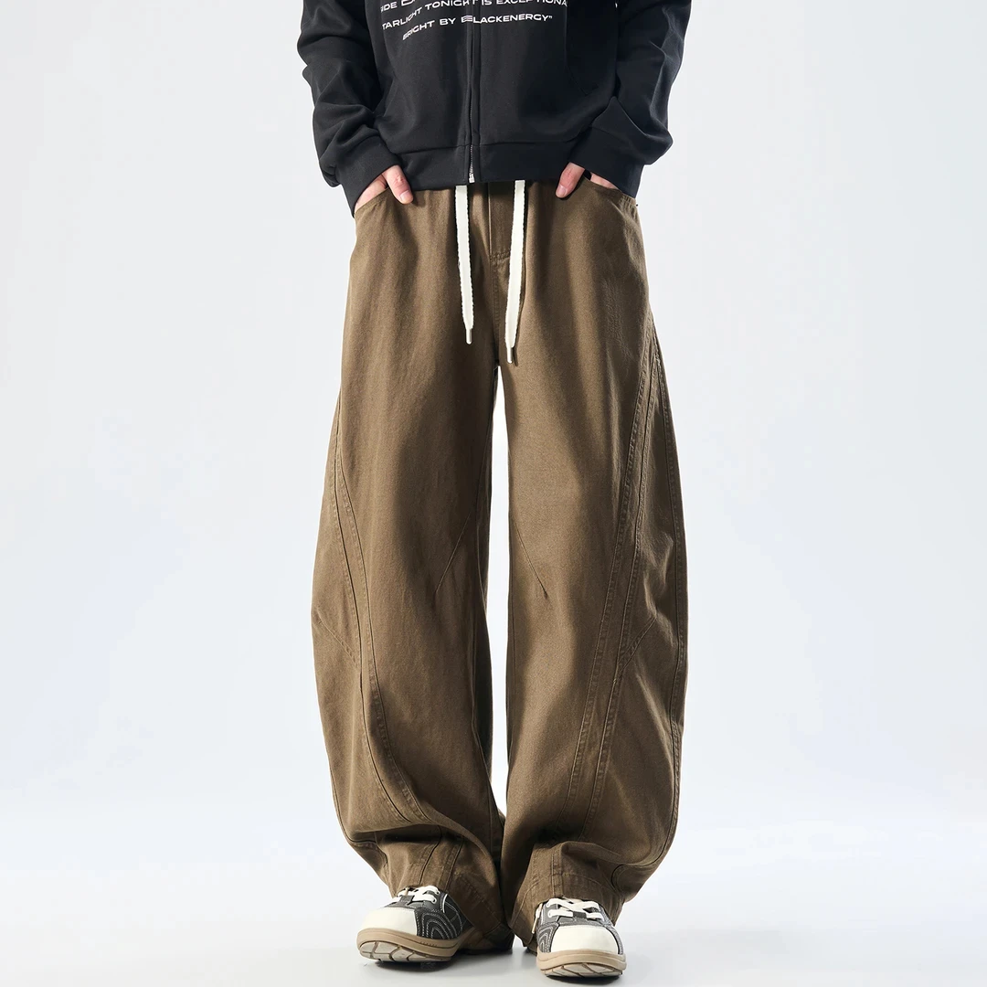 

DUKEEN тяжелые мужские брюки-карго с изогнутыми штанинами, осень 2023, новинка из чистого хлопка, свободная посадка, уличная одежда, повседневные брюки, мужская одежда