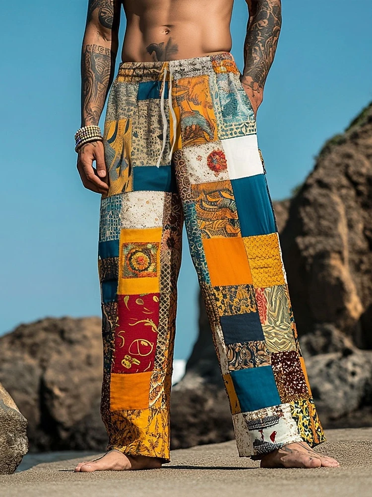 

2025 Новые модные и модные мужские повседневные брюки, модные мужские брюки с этническим 3D-принтом, простые и повседневные S-5XL