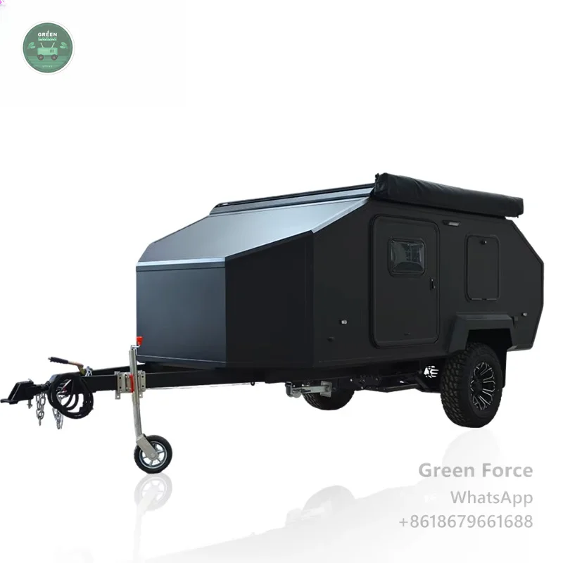 All-Terrain 4x4 Camper Trailer with Stainless Steel Slide-Out Kitchen, Waterproof Bathroom, and 2-Person Capacity
