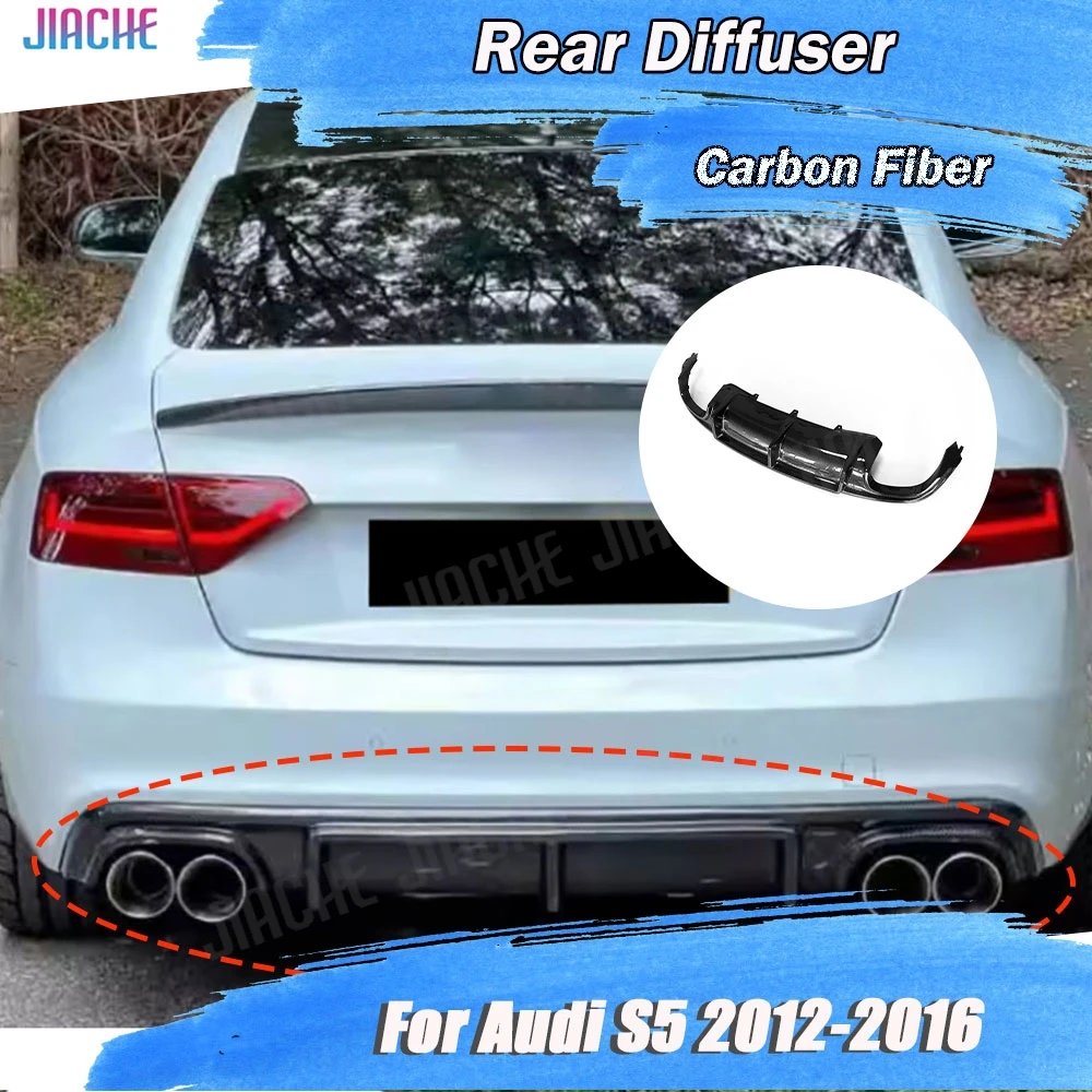 Diffuseur de pare-chocs arrière en Fiber de carbone, séparateurs de rabats latéraux, Kit de carrosserie de voiture, pièces pour Audi A5 Sline S5 B8.5 Coupe berline 2012 – 2017