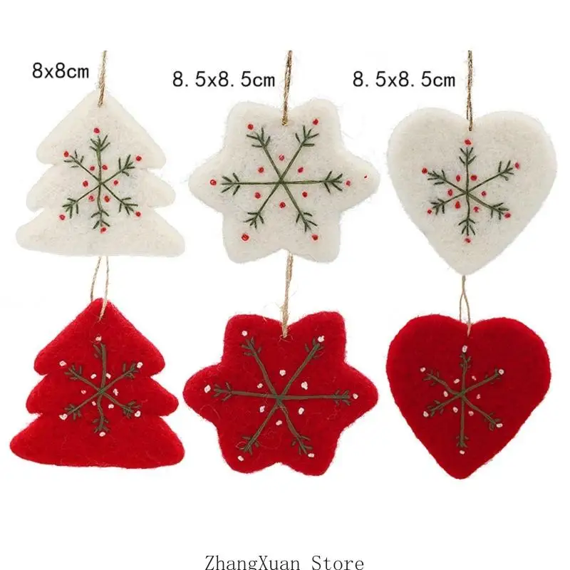Weiche Filz-Weihnachtsdekoration zum Aufhängen für Baumkranz, Tür und Geschenkverpackung, 3 x – Detail 6