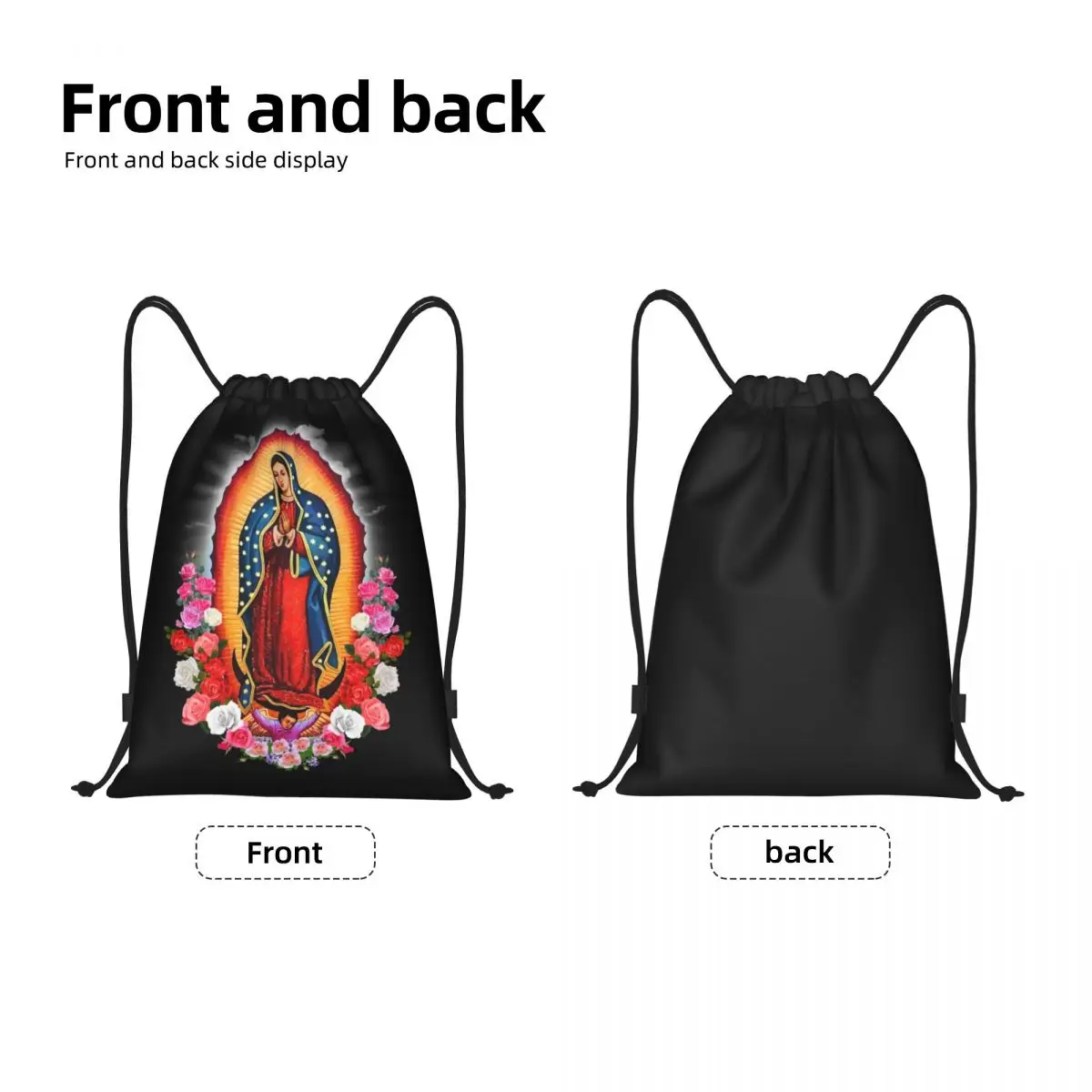 Mochila con cordón de la Virgen María de Guadalupe para hombre y mujer, bolsa deportiva para gimnasio, santo católico de México, Sackpack de compras