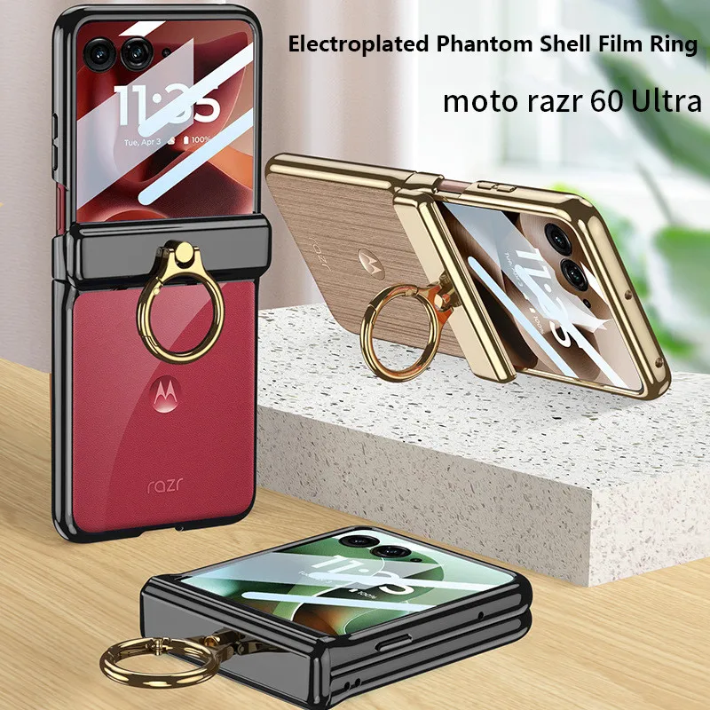 

Для Motorola Razr 60 ультра прозрачный магнитный чехол для телефона с кольцом на палец и закаленной пленкой для Motorola Razr 60 Razr 50 5G