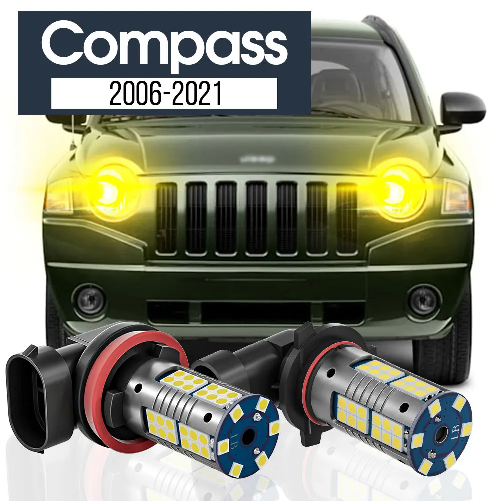 

2x LED Fog Light Lamp Blub Canbus Accessories For Jeep Compass MK MP 2006-2021 2011 2012 2013 2014 2015 2016 2017 2018 2019 2020