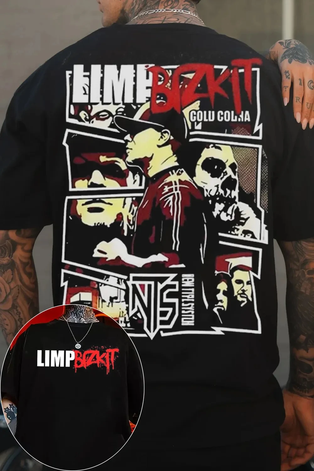 Camiseta con gráfico de la banda de rock Limp Bizkit, camisetas de algodón para hombre y mujer, ropa informal de verano de manga corta con cuello redondo, ropa holgada