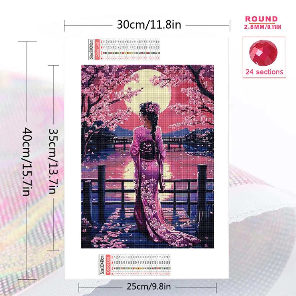 Evershine Diamond Painting Woman Portrait New Arrival Mosaic Bridge River Full Square Round Diamond Embroidery Moon Handicraft