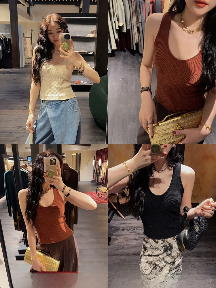 

Женский топ-безрукавка с тонкими бретелями, повседневный, красивый, из тканого материала, новинка 2024 года, базовый, без подкладки