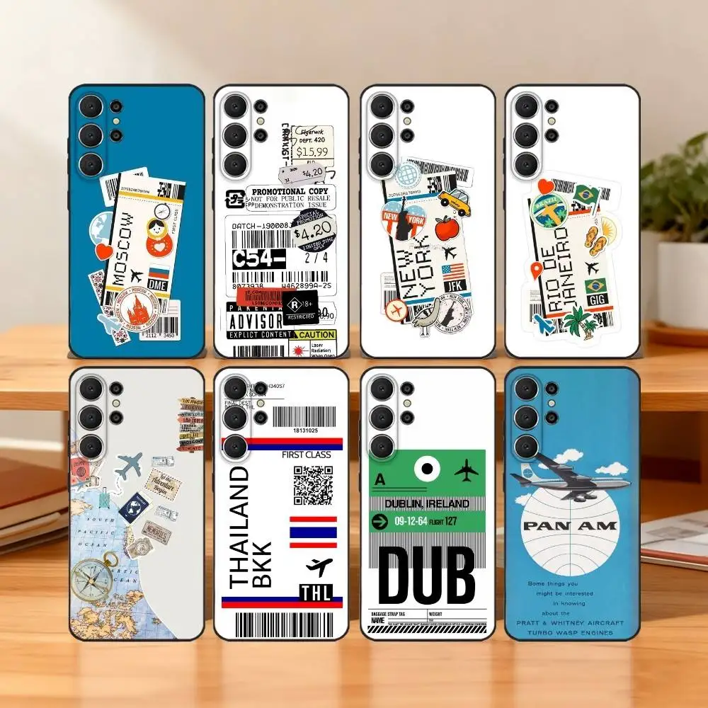 

Mood-Airline Barcode Tag Phone Case For Samsung S25,24,23,22,30,21,10,9,Ultra,Plus,Lite,FE Black Soft Case