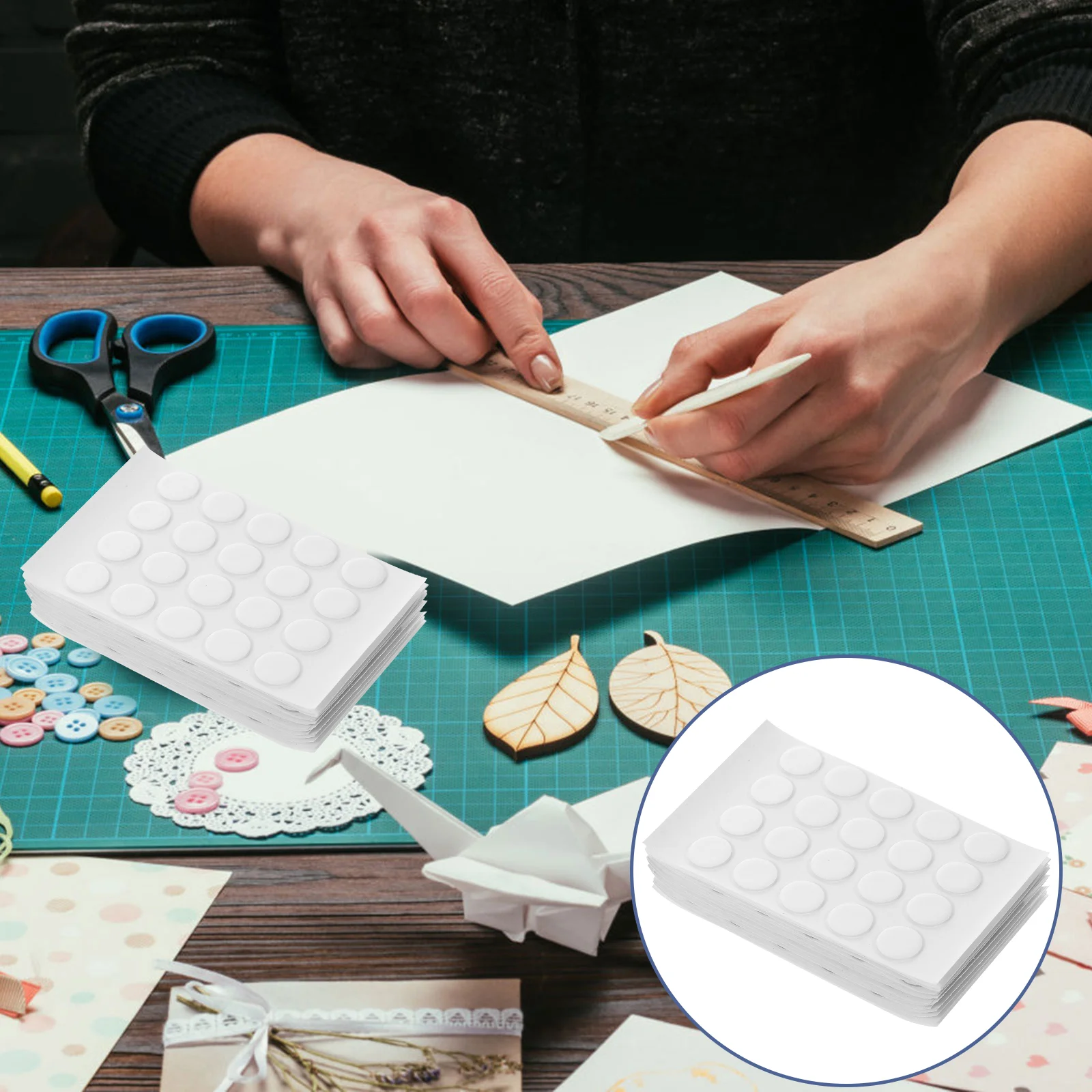 Double Sided Tape Craft Sides Two Dot Sticker Clear Stickers Sticky Adhesive Circle