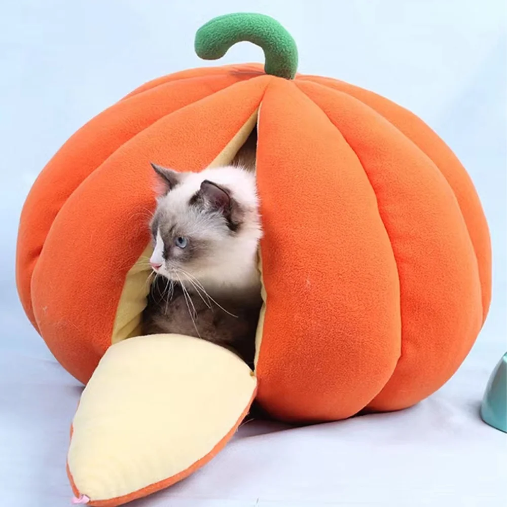 

Fashion Cute Home for Pets Cat Bed Cute Pet Sleeping Bed House Creative Kennel Cat Nest Pumpkin Shape for Dogs/Cats Dog Beds