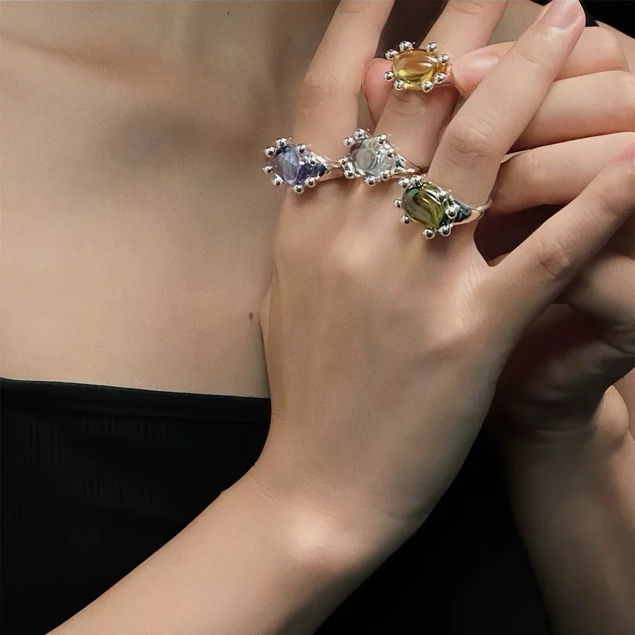 

Jenny&dave Female Colored Glass Ring With Adjustable Opening For Index Finger Ring Jewelry Rings Women's Ring