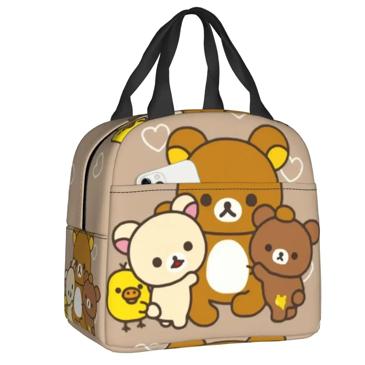 Rilakkuma Design Insulated Lunch Bag for Outdoor Picnic Cartoon Characters Waterproof Cooler Thermal Bento Box Women Children