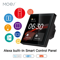 MOES Wifi Touch Center Control Panel，Tuya Screen， Bulid in Alexa Voice Control & ZigBee Gateway For Smart Scenes 4 Inches