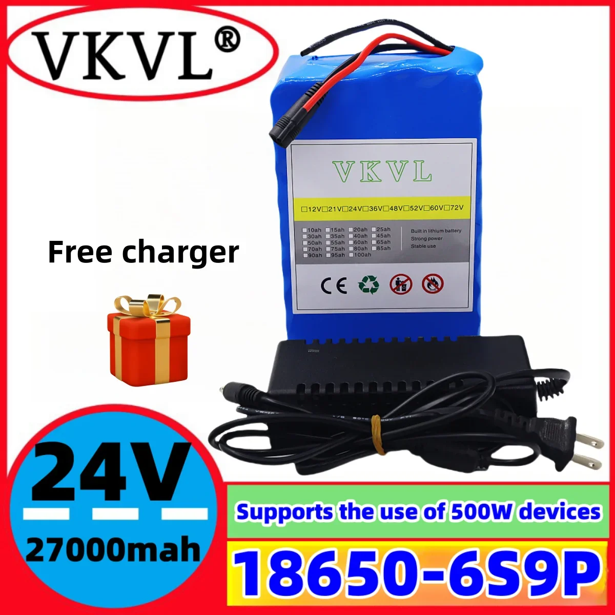 24V27Ah-6S9PLithium Battery Electric Toy MonitoringEquipment Electric Tools 25.2V27000mAH Lithium Ion 18650 Battery Pack+Charger