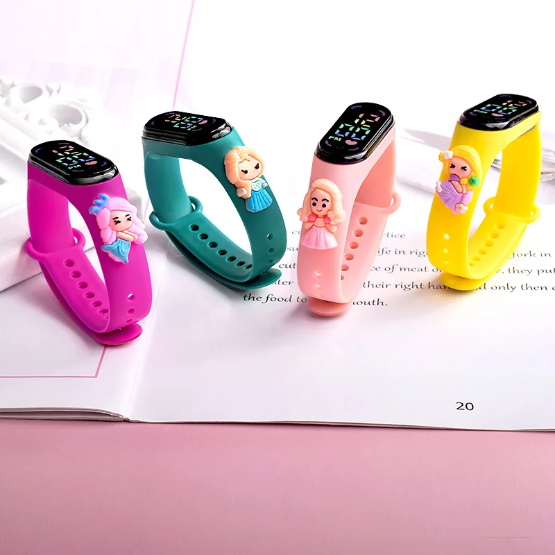 Disney-Impermeável LED Electronic Watch, Frozen, Elsa, Princesa, Desenhos Animados, Personagem de Anime, Branca de Neve, Esportes, Xiaomi,